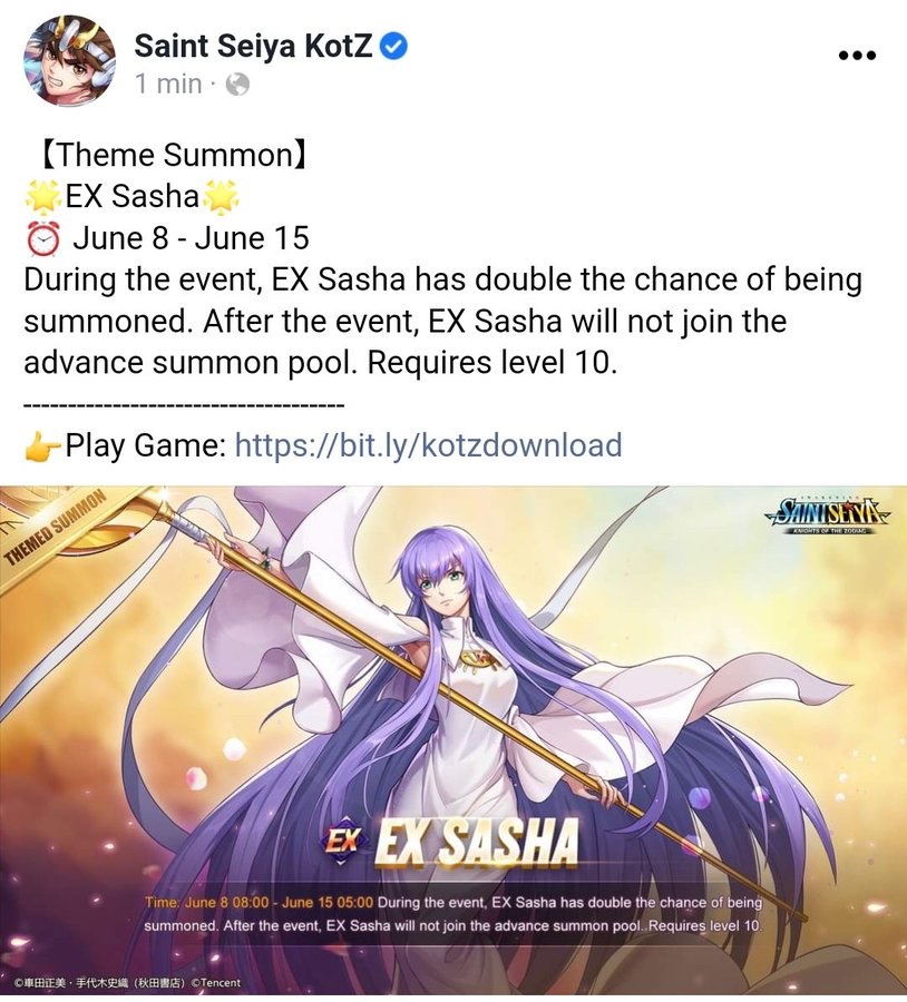 Dear Saint: Share this post to get - Saint Seiya KotZ